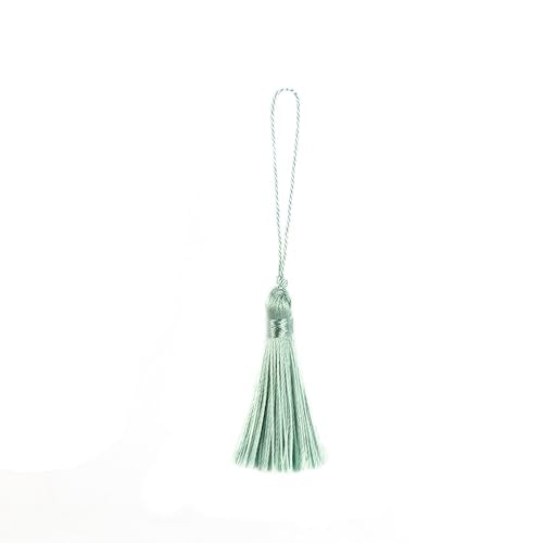 48Pcs Mini Bookmark Tassels Handmade Keychain Silky Tassel - color: 29# Mint Green