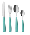 ANNOVA Silverware Set Stainless Steel Colorful Handle Tableware Kitchen Flatware Set Utensils, Includes Dinner Knives, Forks, Spoons & Dessert Spoons (Turquoise, 16 Pieces) - color: Turquoise 16Pieces