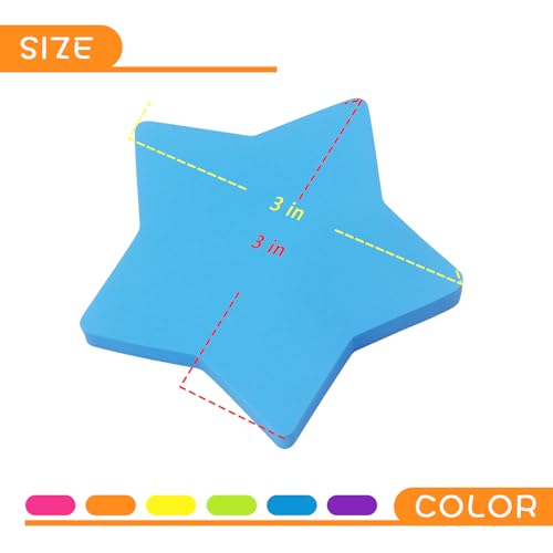 SIMONA Star Shape Sticky Notes 3x3 Inch, 6 Bright Colors, 450 Sheets - color: 6 Bright Colors