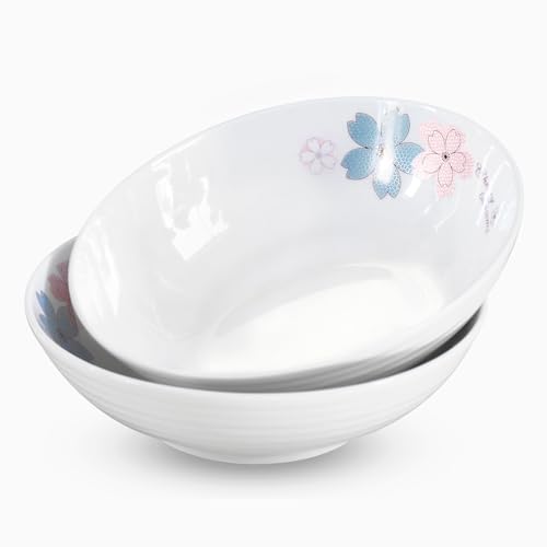 8 inches Ceramic Salad Bowl, Set of 2 - color: Blue Pink Cherry Blossoms, size: Colorful Ceramic Bowls-18 oz (2 pack)