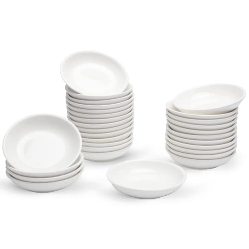 UIBFCWN 3 Oz Ceramic Dipping Bowls, Soy Sauce Dishes Set of 30, Dipping Sauce Cups/Bowls/Dishes for Kitchen, Mini Appetizer Plates for Condiment Sushi Ketchup BBQ Party, 4 Inch - size: 3 oz/4 in Round-30 Pack
