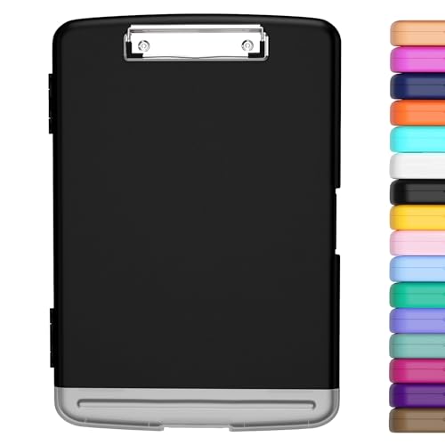 Hongri Clipboard with Storage with Pencil Case, 8.5 x 11 Storage Clip Board - color: Black