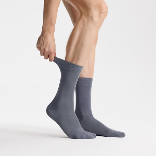 VRD Men's Dress Socks Bamboo Rayon, 5-Pack Crew Socks, Multiple Colors and Designs, Shoe Size 8-13, Gift Box - color: 12: Grey, 5-pack Solid