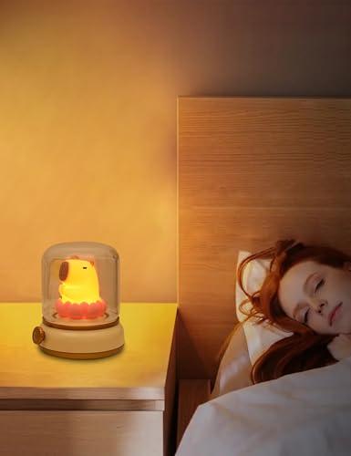 WANIDEA Kids Night Light, Rechargeable Capybara Night Light，Cute Desk Lamp - color: Capybara Yellow