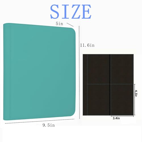 Toploader Binder,4-Pocket Double Sided Top Loaders Binder,Holds 128 Cards in 3"x4" Toploaders,PU Leather Card Binder Abulm for Toploader Trading,Sports,and Gaming Cards (Sky Blue) - color: Sky Blue