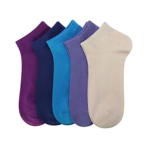 SERISIMPLE Women Viscose Bamboo Ankle Socks Low Cut Thin Sock Lightweight Pastal Color Soft Sock 5 Pairs - color: Assorted4, size: Large