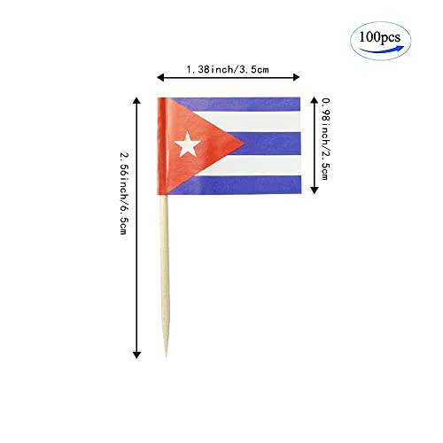 mflagperft Cuba Toothpick Flags 100 Pack, Mini Cuban Flag Cocktail Picks - color: Cuba
