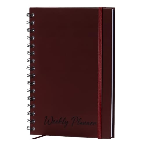 Nextnoid A5 Undated Weekly Planner with Goal & Habit Tracker, Burgundy - color: Burgundy, style: b-Weekly Undated