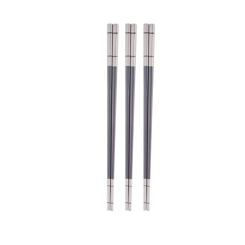 Reusable Stainless Steel Chopsticks,Dishwasher Safe , Easy to Use(3 PCS,black) - color: Black