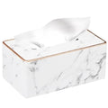 PU Leather Tissue Box Cover Rectangle,Marble Facial Tissues Cube Box Holder - color: X-marble