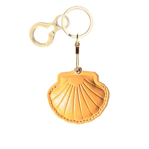 Leather Keychain holder Protective Case Compatible with Apple AirTag - color: Yellow