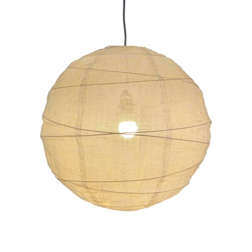 Hytsoeee(19.69Inch) Large Round Linen Fabric Lantern, Beige Foldable Hanging Fabric Lantern Lamp Shade,Handmade Linen Cloth Lanterns Pendant Light Shade for Home, Leisure Places, Ceiling Decor