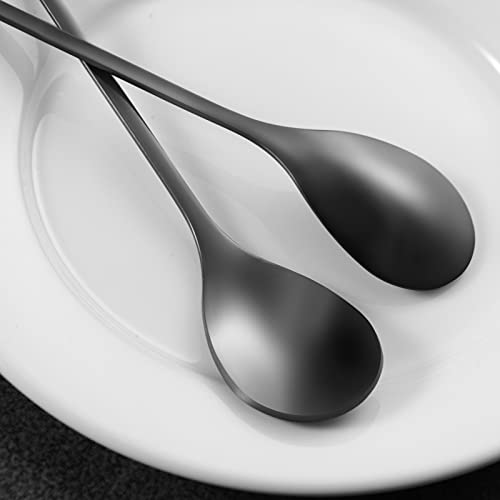 AnSaw 6-Piece Elegant Black Leaf Long Handle Teaspoons - 7.4" - color: Black
