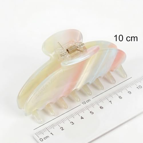 Luxury whitepink Hair Claw Clip Premium Acetate Strong Hold 4 Inch - color: Light white