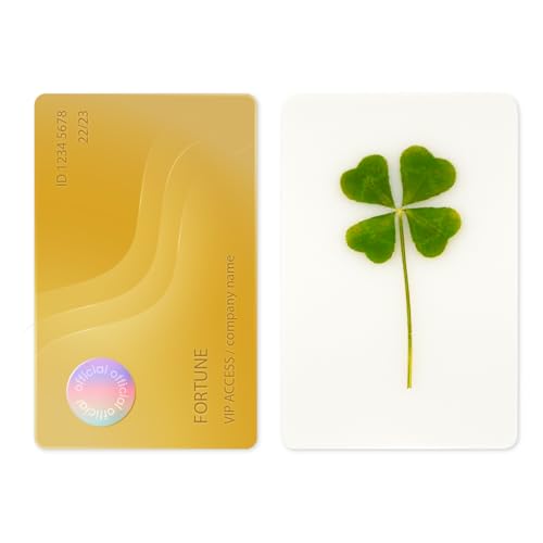 Real Four Leaf Clover Bookmark, Elegant 4 Leaf Clover Charm, Perfect Gift for Book Lovers, Preserved Four Leaf Clover in Laminated Bookmark Made in Korea - size: gold-1pack