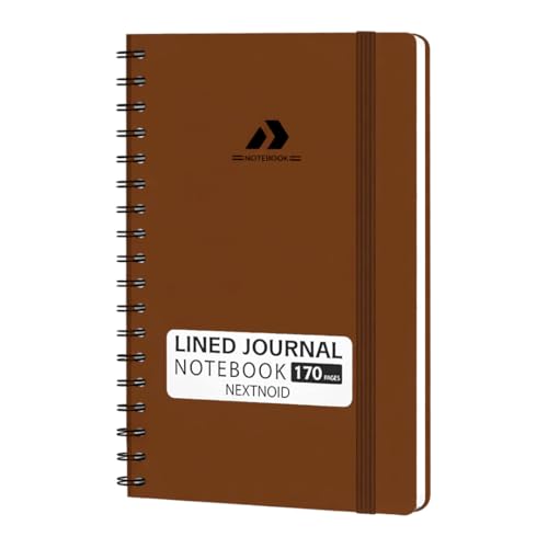 Nextnoid A5 Lined Spiral Notebook - 170 Pages, College Ruled, Brown - color: m-Brown