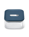 Caraway 1 qt Glass Airtight Food Storage Container with Lid - color: Navy, size: 1qt Container