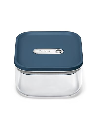 Caraway 1 qt Glass Airtight Food Storage Container with Lid - color: Navy, size: 1qt Container