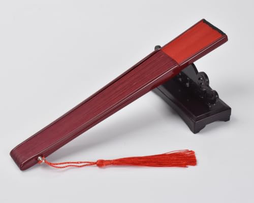 8.27" Top Green Bamboo Silk Folding Fan, Traditional Chinese/Japanese Handheld Fan for Daily Use, Decor & Gift (Rose red Silk Hand Fan+Case 1p) - color: Rose red Silk Hand Fan+Case 1p
