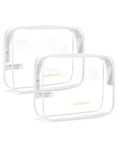 BAGSMART Clear Toiletry Bag 2-Pack TSA Approved Water-Repellent, White - color: Classic White, size: Medium