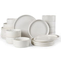 Famiware Star Stoneware Dinnerware Sets for 8, Reactive Glaze Plates, Bowls - color: Matte White