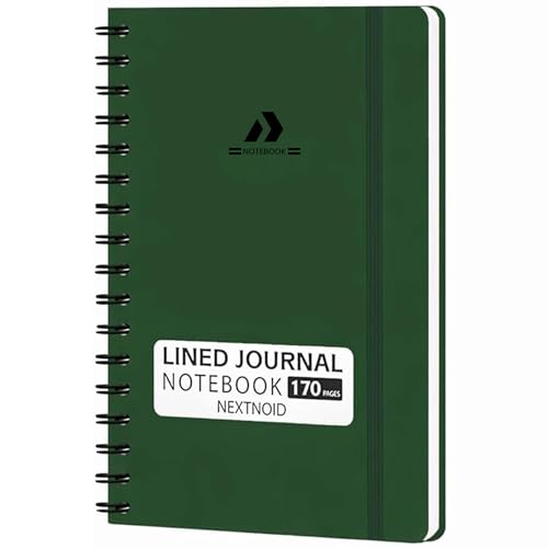 Nextnoid A5 Lined Spiral Notebook - 170 Pages, College Ruled, Dark Green - color: i-Dark Green