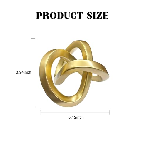 Gold Desk Accessories, Resin Gold Geometric Knot Sculpture for Decor