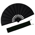 EOSAU Large Rave Fan, Folding Hand Fans for Line Dancing, Black - color: 13" Black 02