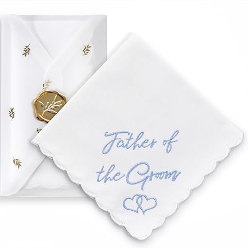 Mother of the Bride Gifts Wedding Handkerchief Keepsake - color: Father of the Groom, style: Gold Olive Leaf