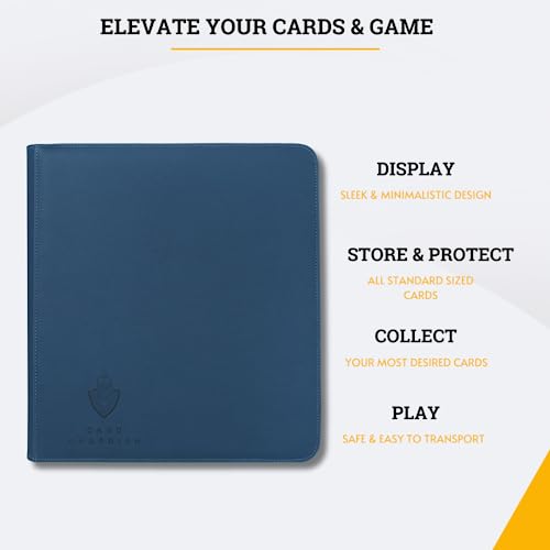 Card Guardian 12 Pocket Premium Binder with Zipper for 480 Cards, Blue - color: Blue