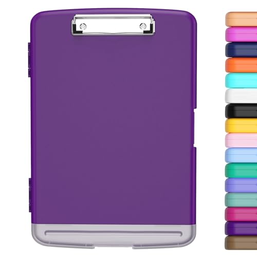 Hongri Clipboard with Storage with Pencil Case, 8.5 x 11 Storage Clip Board - color: Dark Purple