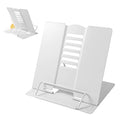 Metal Book Stand Adjustable Book Holder for Reading - color: Full White