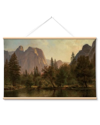VIYYIEA Extra Large Wood Framed Mountain Landscape Wall Art, 36x54 - color: Mountain Landscape Scroll