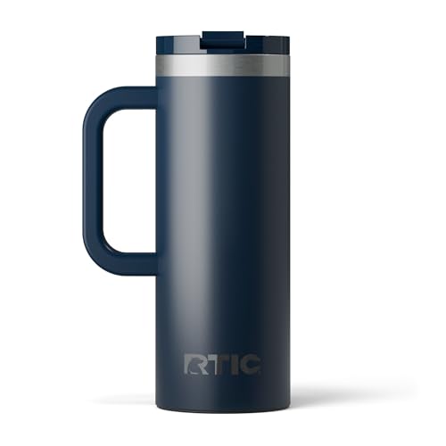 RTIC 20oz Road Trip Travel Mug with Lid and Handle, Ceramic Lined, Navy - color: Navy, size: 20 Ounces