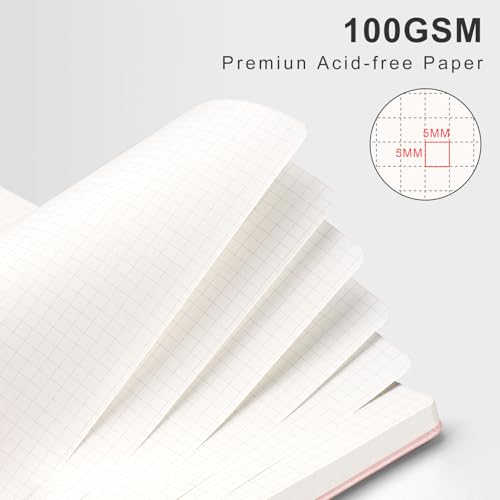 AHGXG Graph Paper Notebook, 140 Pages, A5 (5.7" x 8.3") - color: Rose Gold, style: A5-Graph