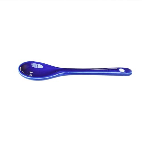 6 pcs Porcelain Egg Spoons Tea Spoon Ceramic Spoons 4.7 inch Coffee Dessert Yogurt Tea Milky Blue - style: Blue