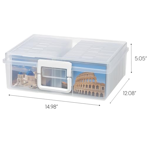 IRIS USA Photo Storage Box |Made in USA| 16 Cases - (2-Pack) - Clear - color: Clear, size: 16 Cases (4x6), style: Handle Box (2 - Pack)