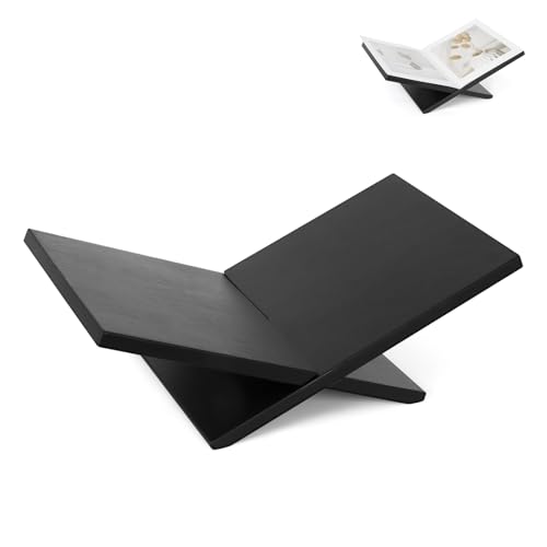 PUERSI Open Display Stand, Wooden Large Book Holder, Coffee Table Stand - color: Black