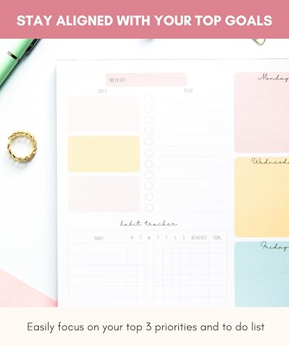 Lamare Weekly Planner Notepad – Premium Undated Weekly To Do List Notepad - color: Color