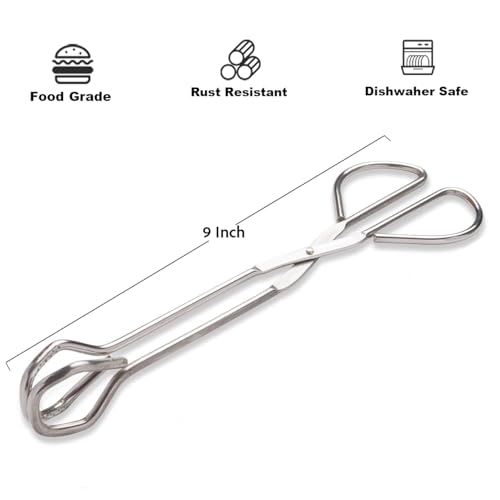 Hiash 9 Inch Heavy Duty Stainless Steel Kitchen Tongs For Cooking - size: 9 Inch