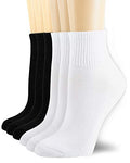 NevEND 6 Pairs Women's Mini Crew/Ankle Cotton Athletic Socks with Thick Cushioned 9-11 - color: Black/White