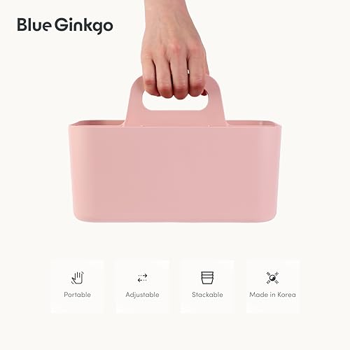 BLUE GINKGO Stackable Organizer Caddy, Rectangle, Pink, Made in Korea - color: PINK, size: Rectangle