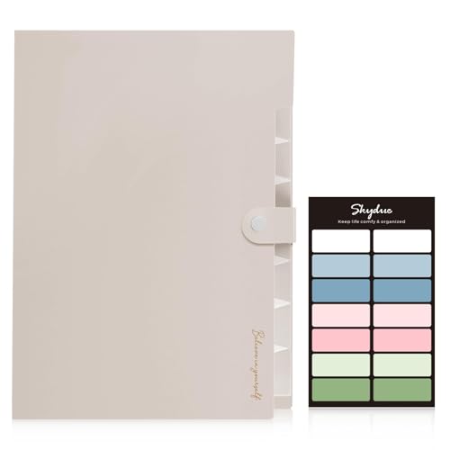 SKYDUE Expanding File Organizer with 8 Pockets, Accordion File Folders with Labels, Portable Document Paper Bill Receipt Organizer, Home College School Office Supplies, Letter Size,Milk Tea Brow - color: Milkteabrown
