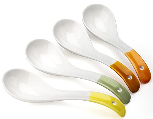 Ceramic Dessert Spoons Set Long Handle Cereal Spoon Korean Porcelain Spoons