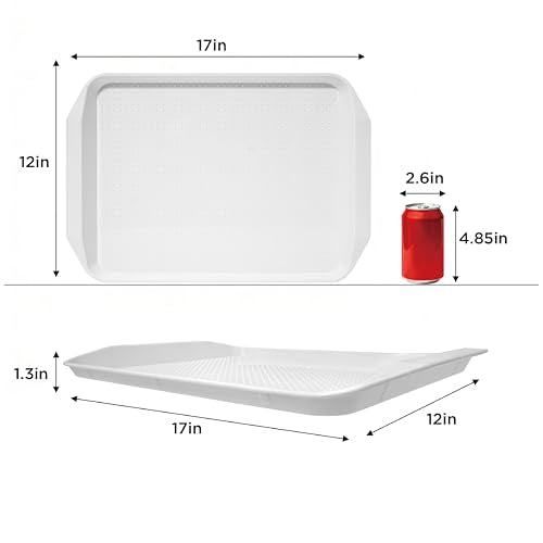 TP 17x12 Inch Plastic Serving Trays Set of 8, Durable Serving Platters with Anti-Slip Dots, BPA-Free Stackable Food Tray for Party, Family Gathering, BBQ,White - color: White, size: 17inch