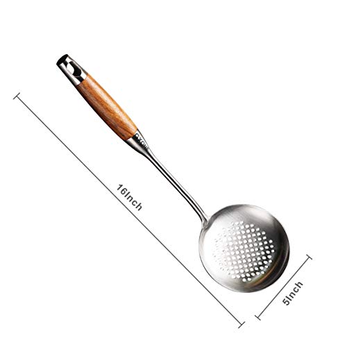 Slotted Spoon,Strainer Skimmer Ladle for Cooking and Frying,15.8Inch - style: Skimmer Spoon-wood handle