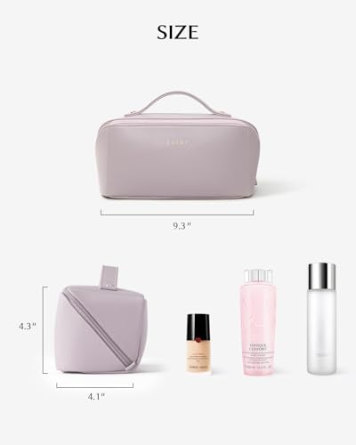 EACHY Travel Makeup Bag for Women, Flat Open Cosmetic Bag, Purple, Medium - color: A - Purple, size: Medium