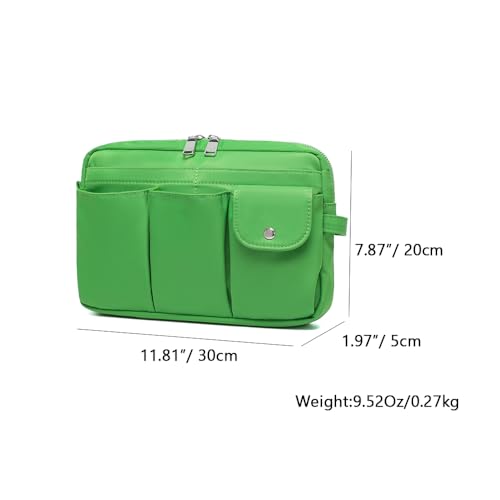 Pencil Holder Storage Bag for Women, Large Capacity Zippered Pencil Case with Multiple Pockets, Nylon Canvas Stationery Organizer for Office, Travel & Daily Use (Nylon,Grass Green) - color: Grass Green/Nylon