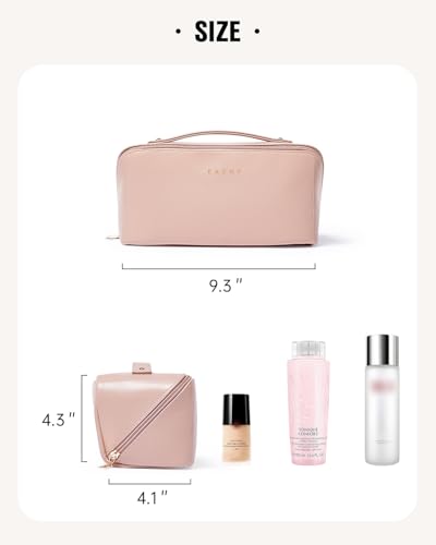 EACHY Travel Makeup Bag for Women, PU Leather Cosmetic Bag, Pink, Medium - color: A - Pink, size: Medium