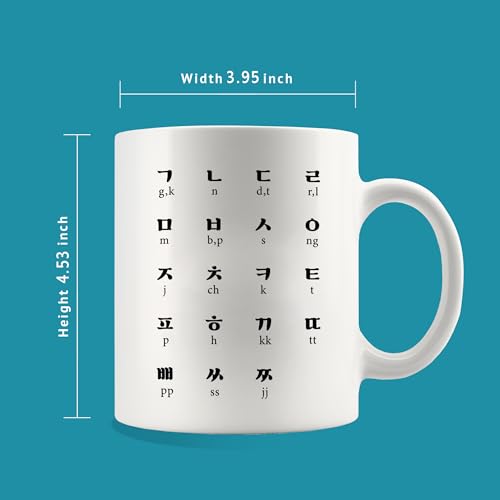 Panvola Hangul And English Alphabet Korean Ceramic Mug 11oz White
